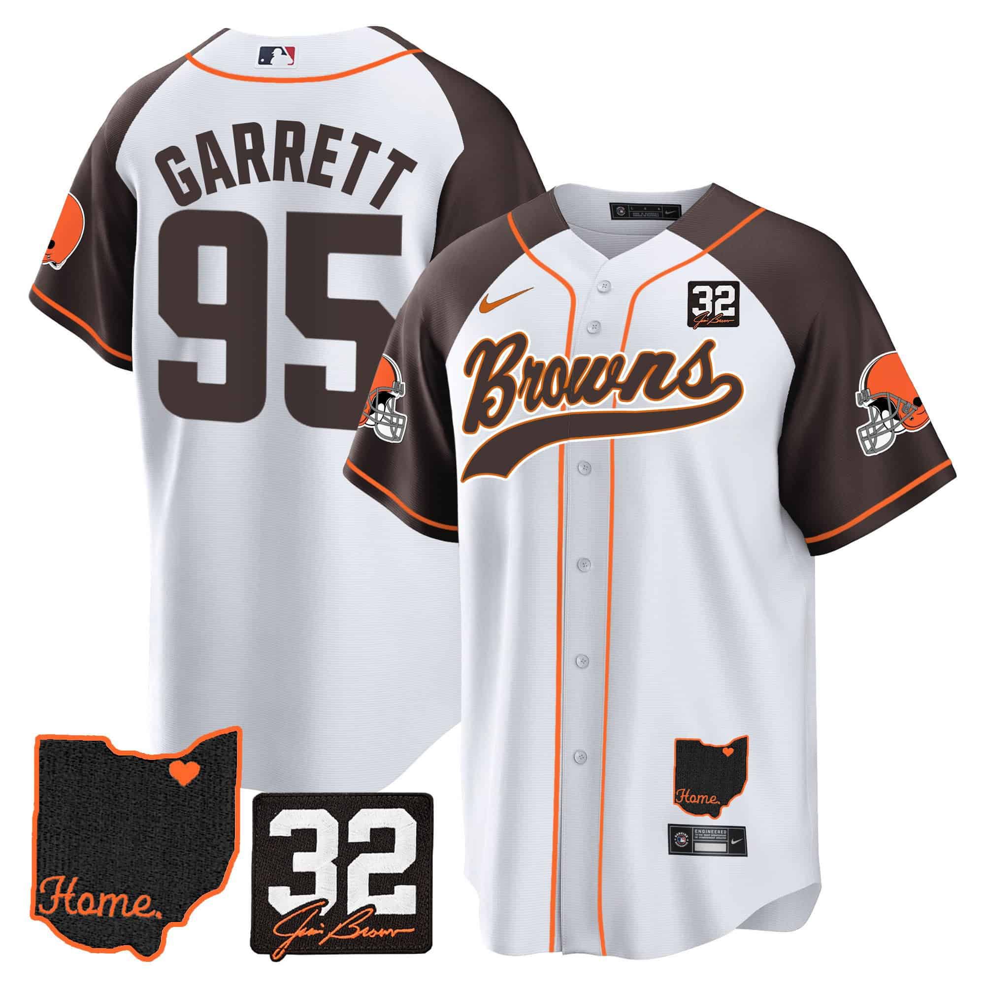Men Cleveland Browns #95 Garrett White Memorial Home Patch Baseball 2024 Nike NFL Jersey style 1->indianapolis colts->NFL Jersey